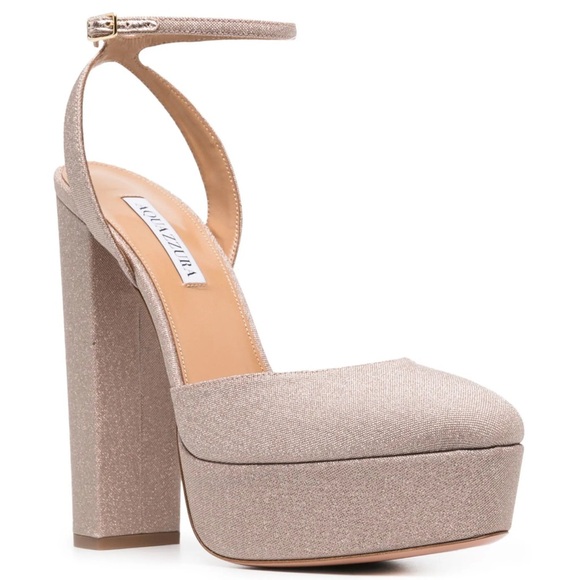 AQUAZZURA So High 140MM Plateau Metallic Pumps Size 39 - Picture 2 of 13